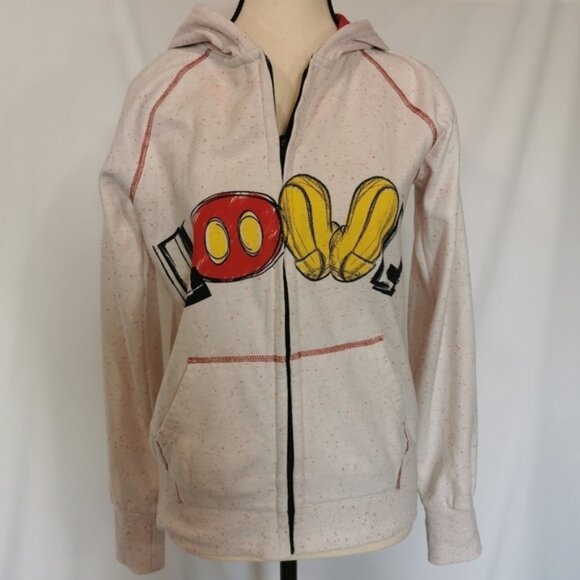 Disney Love Full Zip Hoodie, White with Red - Sz XS - Picture 1 of 10